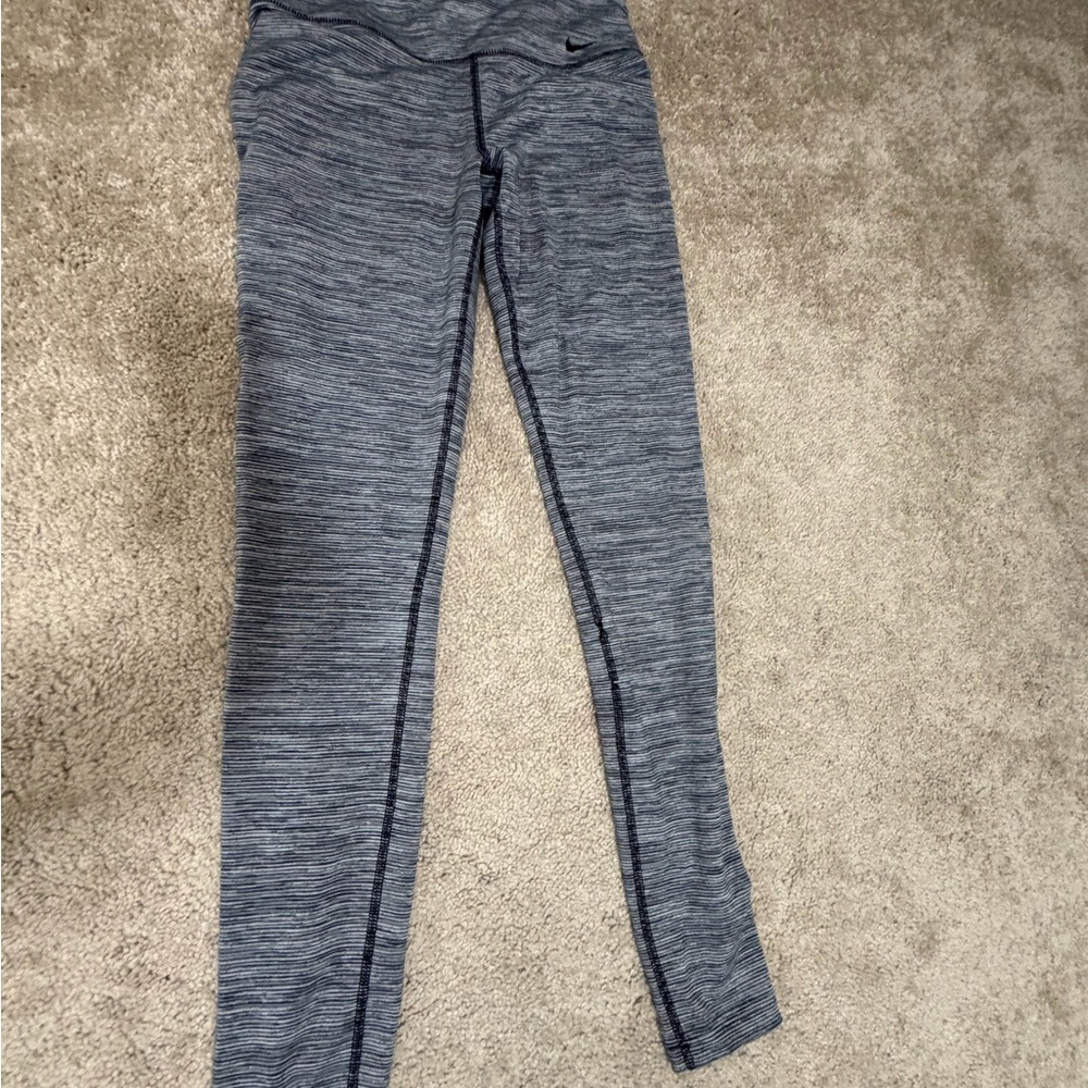 Nike Dri-FIT Striped Gray Leggings- full length